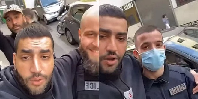 Brulux et Heuss L\'Enfoiré tapent la pose avec des policiers (vidéo)