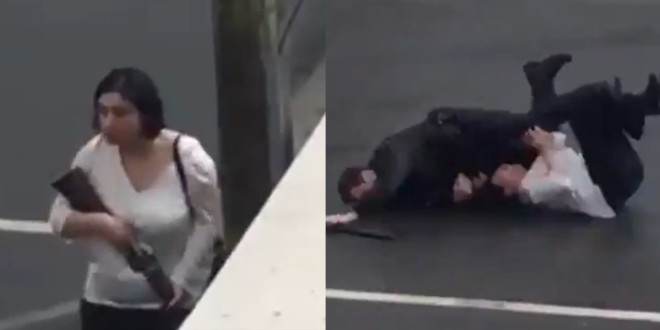Une femme menaçante spectaculairement  désarmée par les gendarmes (vidéo)  