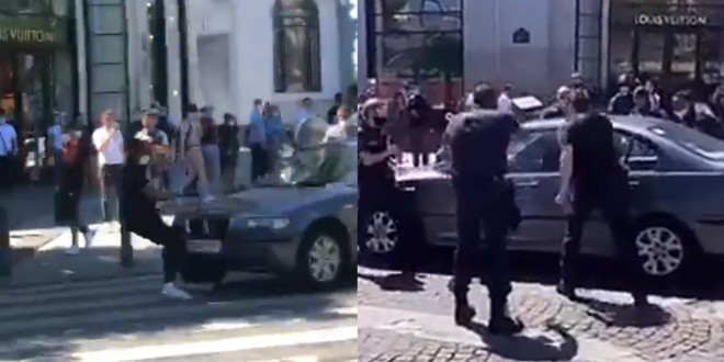 Un homme percute volontairement un loueur de Ferrari à Paris et se fait embarquer (Vidéo) 