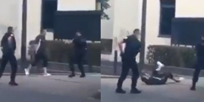 Un homme menace des policiers avec un couteau avant d’être neutralisé par balles (Vidéo) 