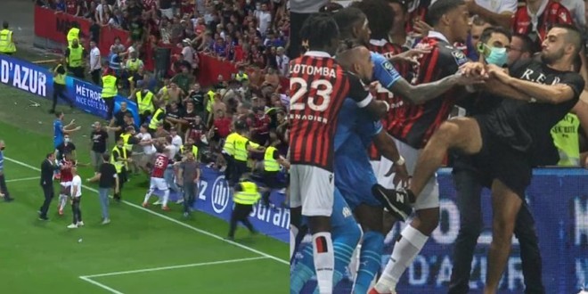 Le match Nice-OM  vire à la bagarre générale et au chaos total (Vidéos) 