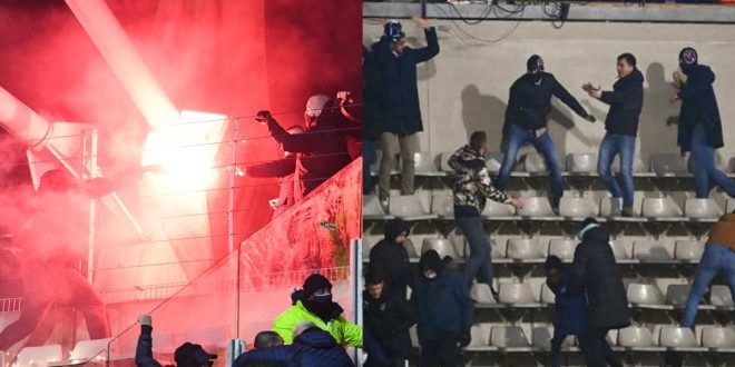 De violents affrontements entre supporters causent l\'arrêt du match Paris FC/Lyon (vidéos)