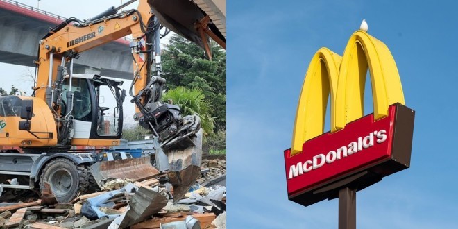 Des individus braquent un McDonald’s avec une Pelleteuse à Nantes (vidéo)