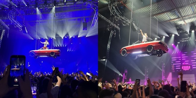 PLK débarque sur une voiture volante pour le début de sa tournée (vidéo)