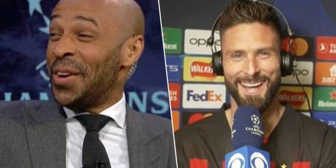 Thierry Henry chambre Olivier Giroud après la qualification de l\'AC Milan (vidéo)