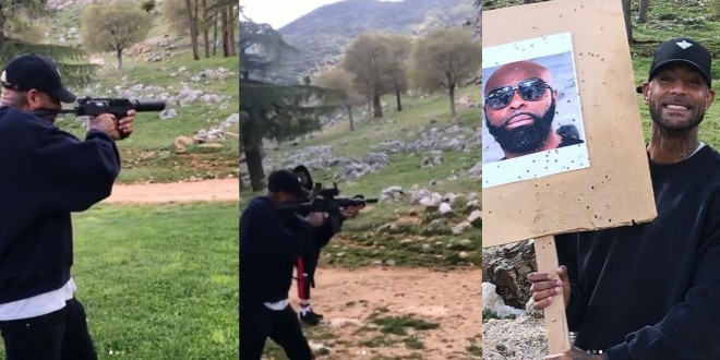 Booba s’entraîne à tirer sur une photo de Kaaris !