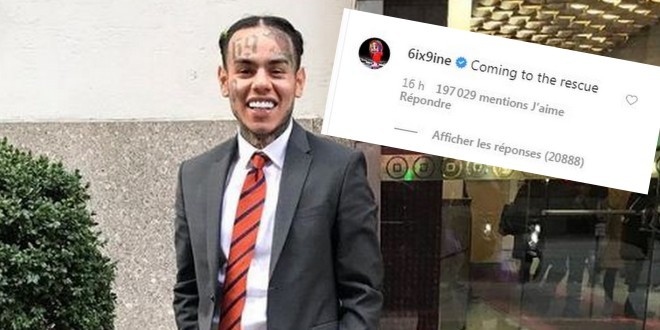 6ix9ine déjà de retour sur Instagram avec un commentaire qui troll les balances (comme lui) 