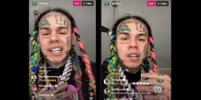 Hier, 6ix9ine a cassé Instagram avec son live en faisant 2 millions de viewers, un record !