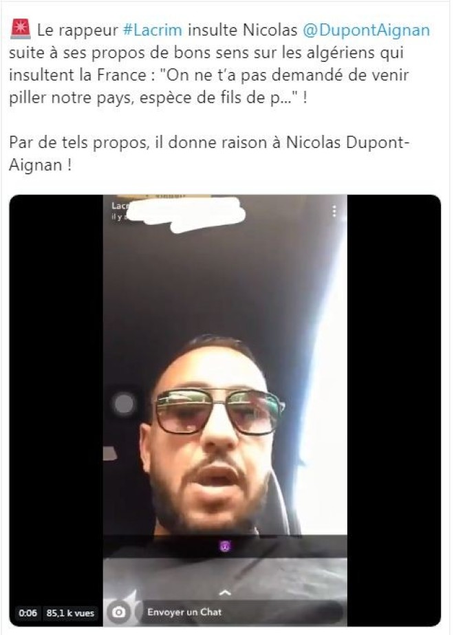 Lacrim insulte viollement un député français qui a critiqué les algeriens et leur célébrations !