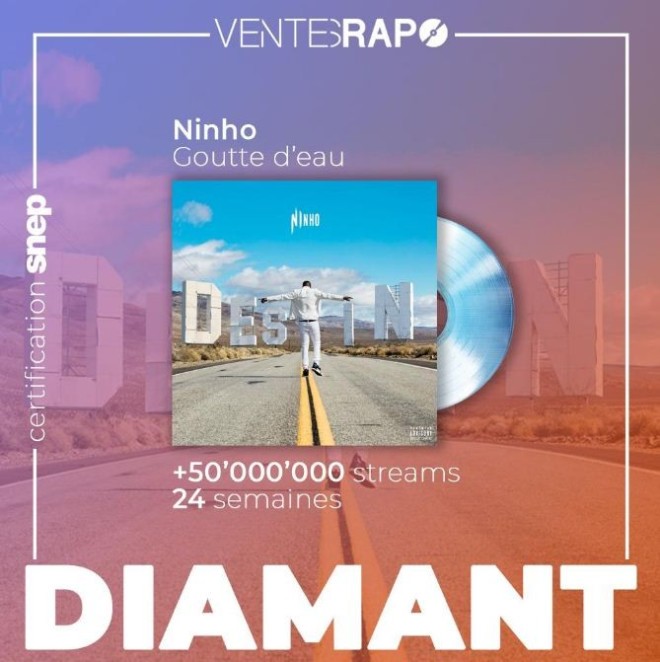 Le titre ''Goutte d'eau'' de Ninho est certifié single de diamant !