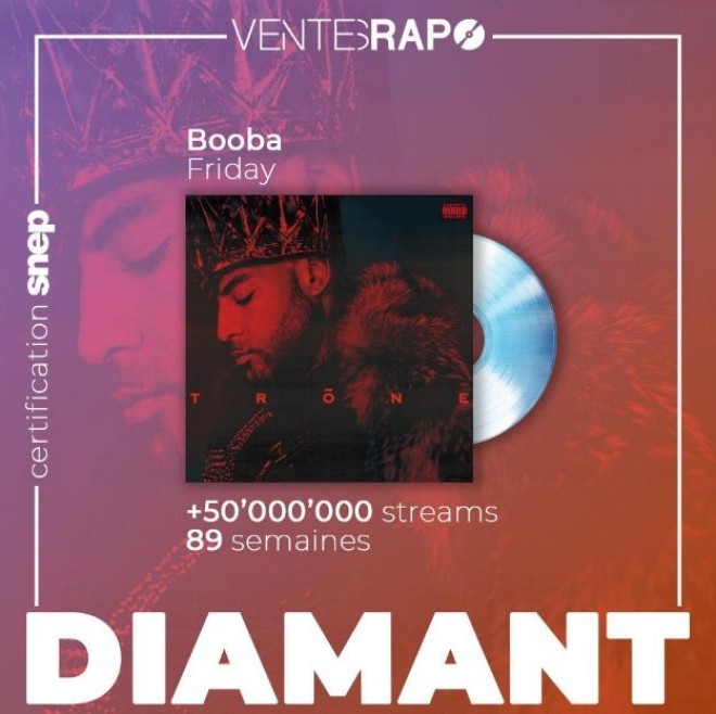 Le titre ''Friday'' de Booba est certifié single de diamant !