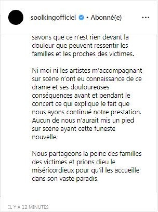 Soolking : Une bousculade a causé la mort de 5 personnes au concert du chanteur !