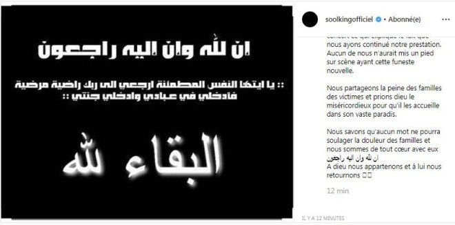 Soolking : Une bousculade a causé la mort de 5 personnes au concert du chanteur !