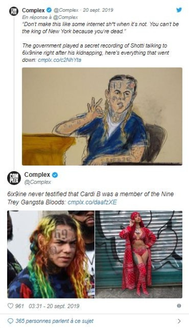 6ix9ine balance Cardi B qui selon lui serait membre du gang Nine Trey, elle lui répond !