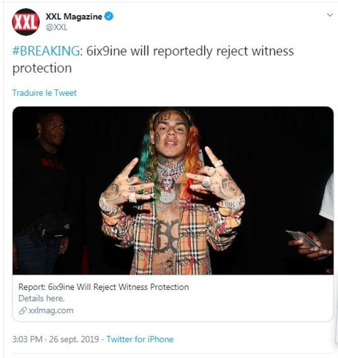 6ix9ine refuse le programme de protection des témoins quand il sort de prison !!