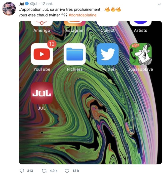 Jul, dans l'attente d'un double album, il crée sa propre application !