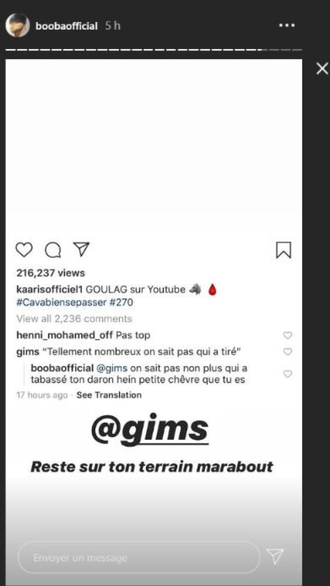Booba tacle Gims en réagissant au dernier clip de Kaaris