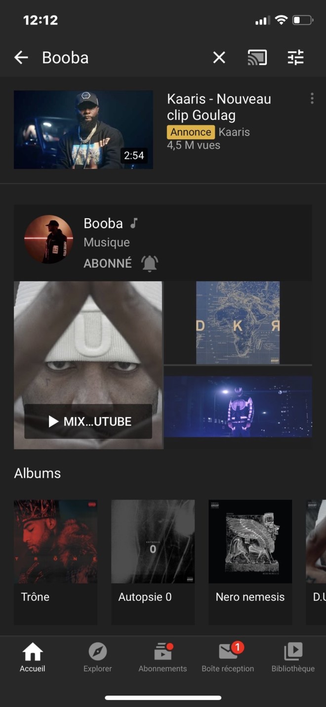 Le clip ''Goulag'' de Kaaris s'affiche quand tu cherches le nom de Booba sur Youtube