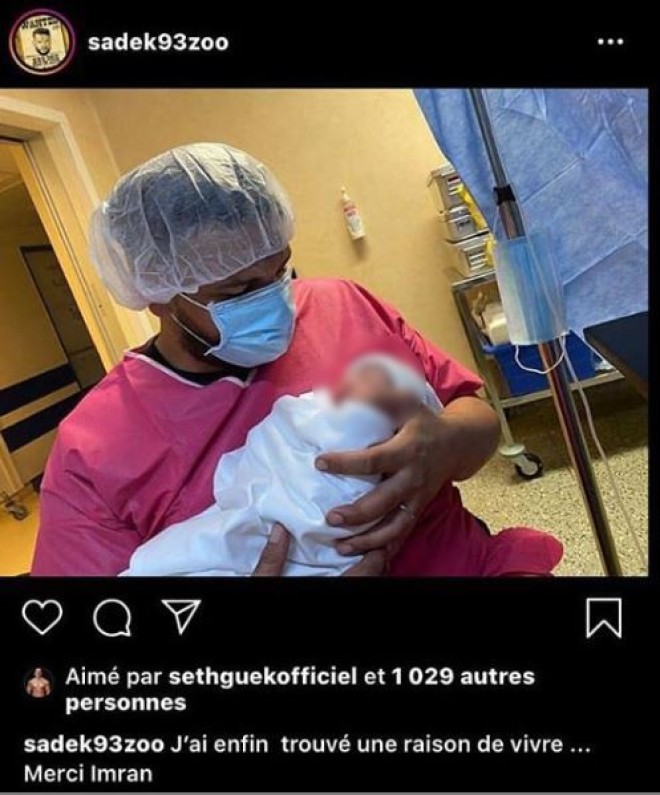 Sadek devient papa et fête la naissance de son enfant sur instagram