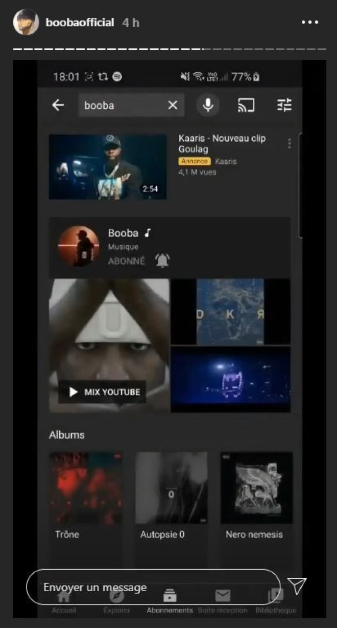 Booba se moque de Kaaris d'avoir payé pour mettre son clip dans les recherches Youtube de ''Booba''