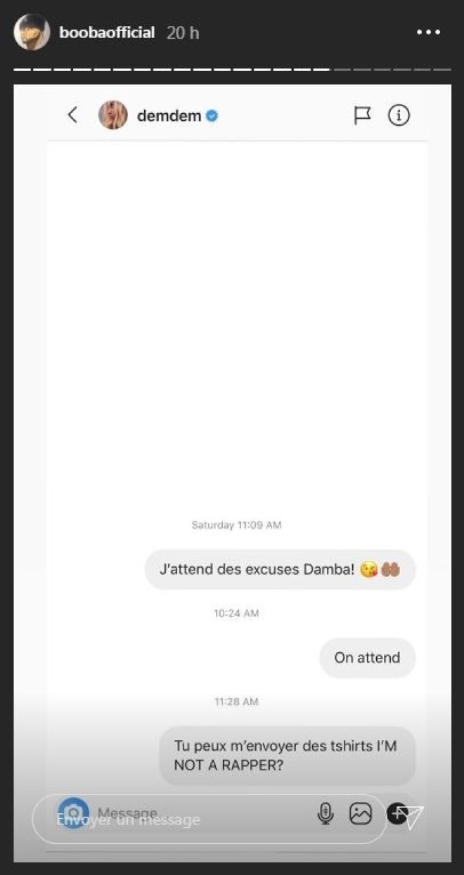 Booba révèle sa conversation privée avec DemDem, la femme de Gims