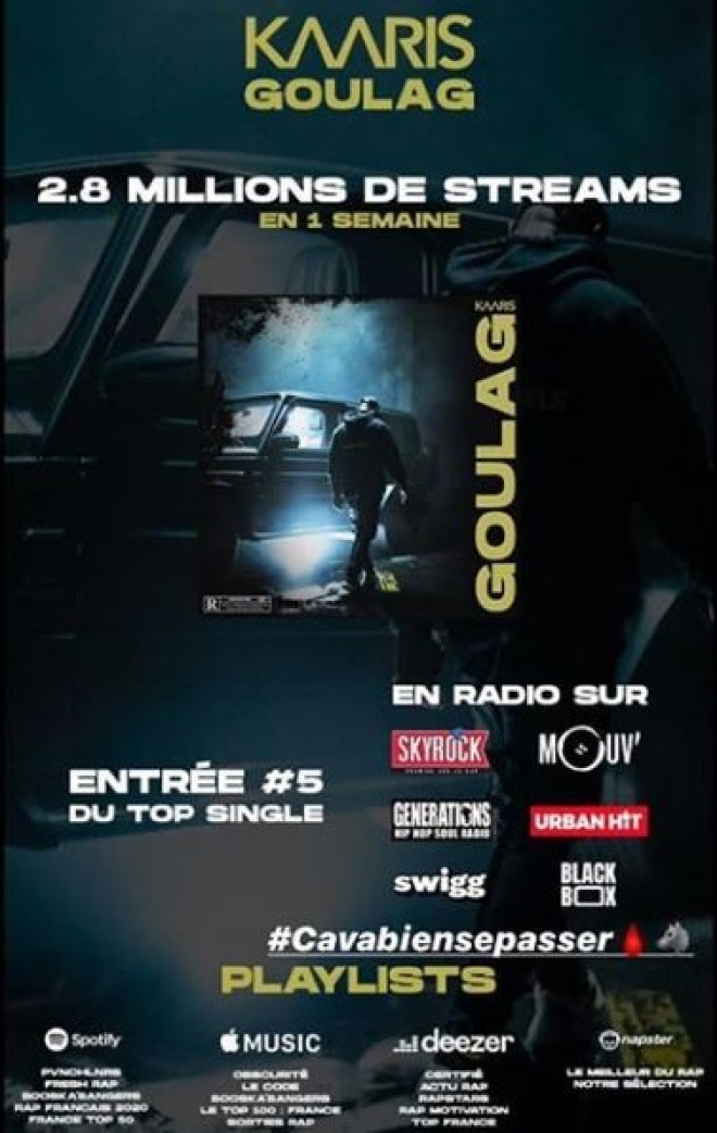 Kaaris réalise le meilleur démarrage single de sa carrière avec ''Goulag''
