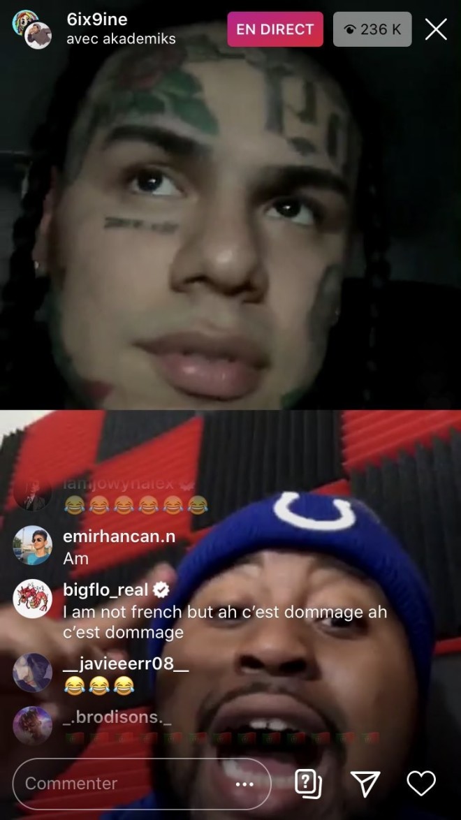 Bigflo a débarqué sur le live de 6ix9ine et a essayé de se faire connaitre