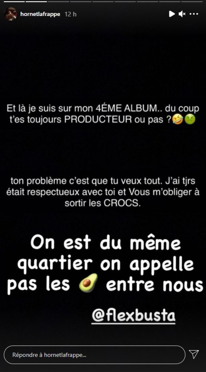 Hornet la frappe attaqué en justice par Busta Flex, il réagit