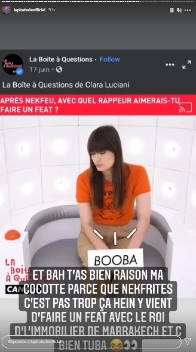 Booba validé par Clara Luciani, il réagit et en profite pour tacler Nekfeu