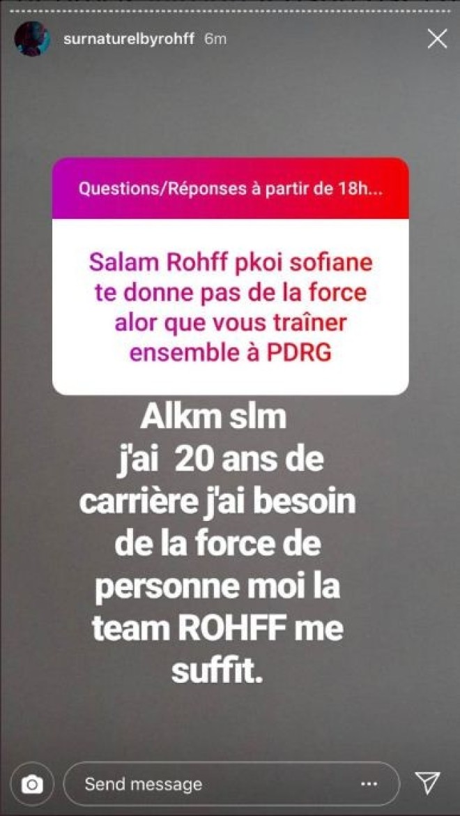Rohff affirme qu’il n’a pas besoin de la force de Sofiane, Sofiane lui répond !