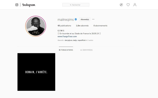 Maître Gims disparaît d'Instagram et laisse un message énigmatique !