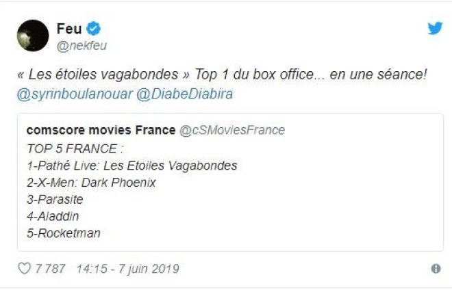 Le film ''Les étoiles vagabondes'' de Nekfeu est premier au Box Office avec une seule séance !